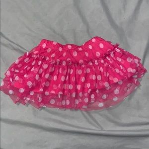 Pink tulle skirt with white polka dots